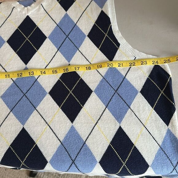 Polo Golf Ralph Lauren Argyle Sweater Vest Men's XL Blue/White Diamond Knit - Picture 7 of 9